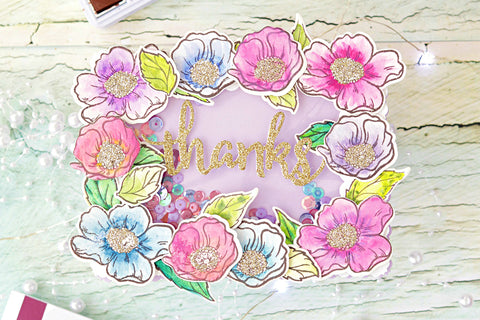 Floral thank you card for Mother's Day, made with Altenew floral stamps and dies