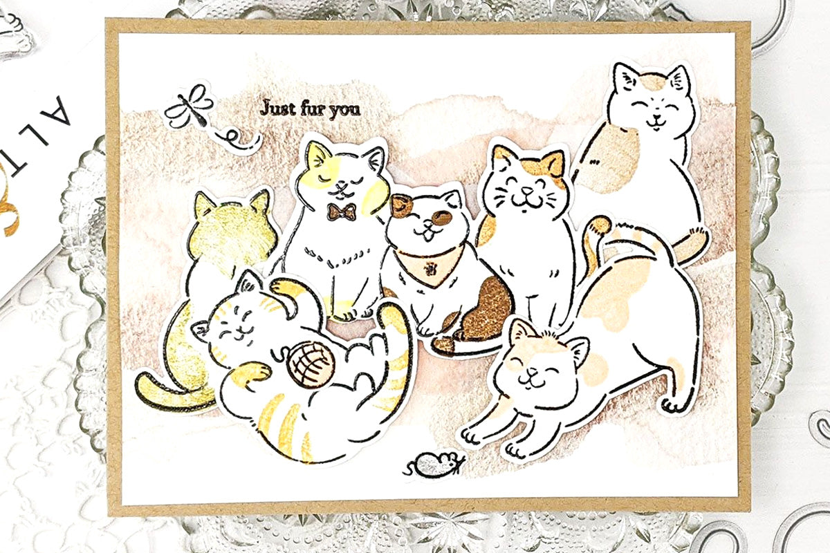 Add some cute, furry cats to your cards for National Craft Month with this adorable stamp and die set!