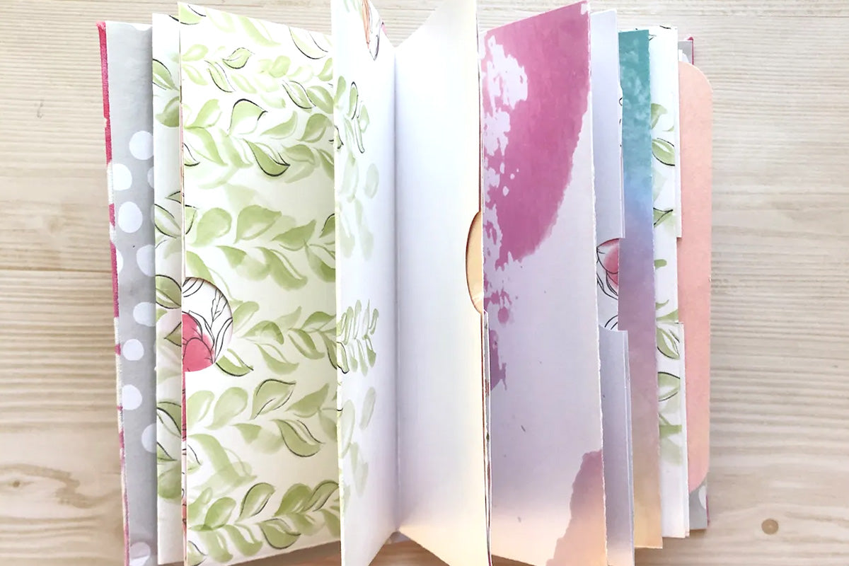DIY traveler's notebook made with Altenew scrapbook patterned paper sets and fabric