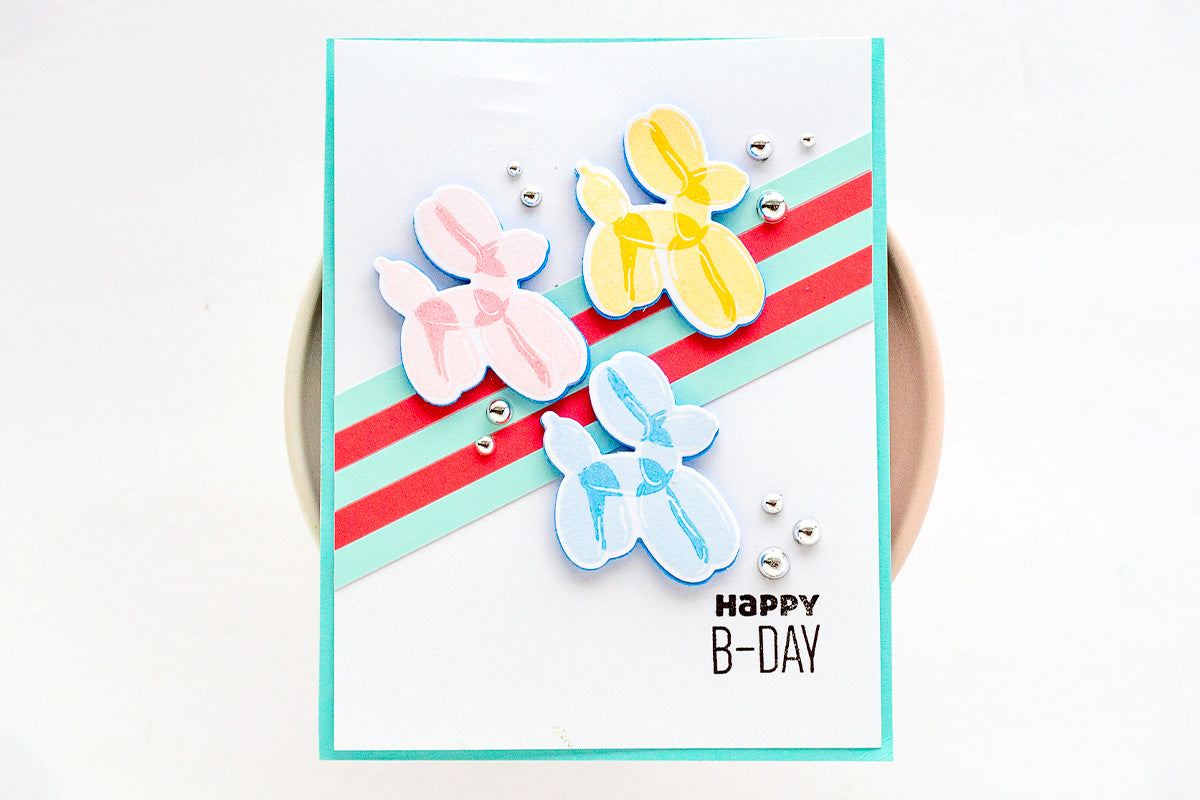 Colorful DIY birthday card with balloon animals