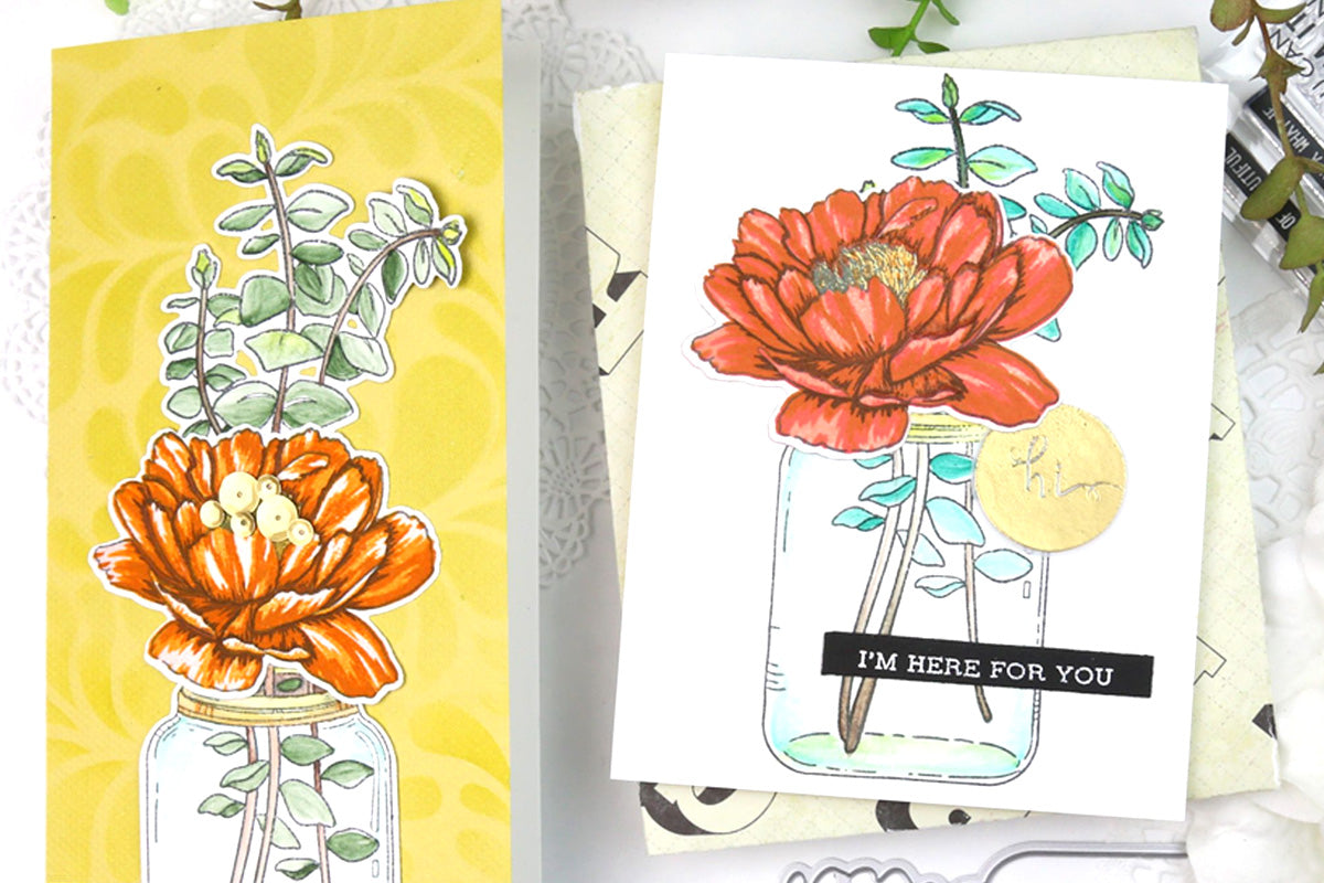 Peony Flower Multi Step clear layered stamps