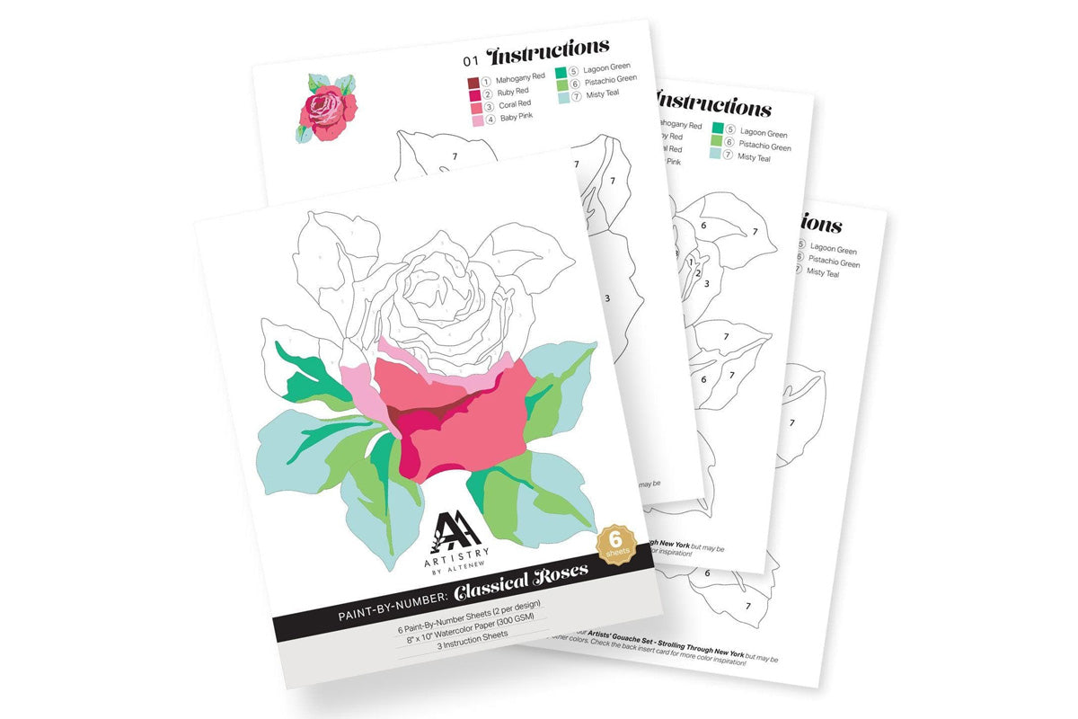 Samples of the Paint-by-Number Sheets: Classical Roses