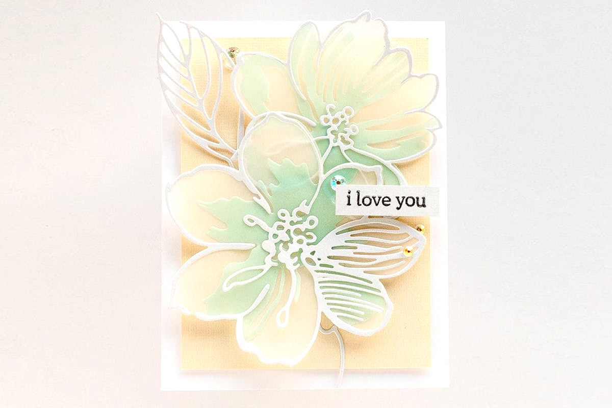 A Love-You card embellished with Iridescent Crystals Gem Sparkles