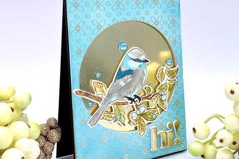 Masculine shaker card with a bird perched on a branch, made with Altenew's cardmaking kit