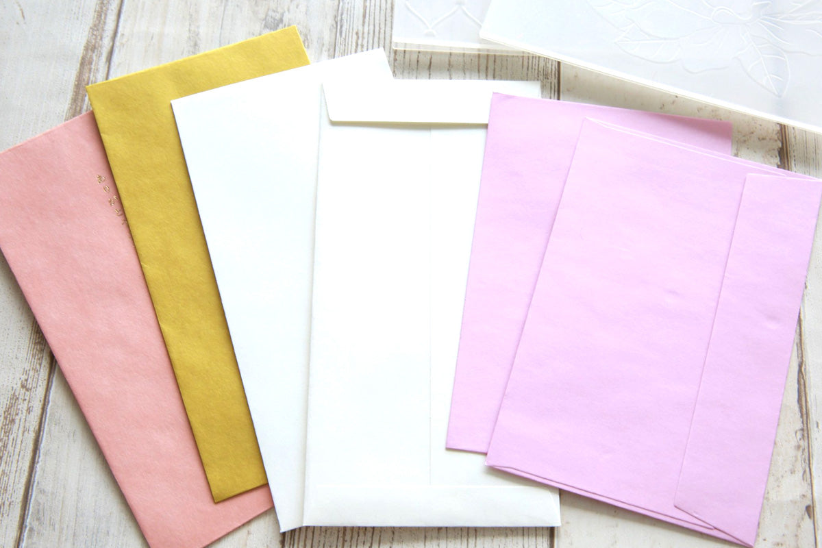 Custom greeting card envelopes in various sizes and colors