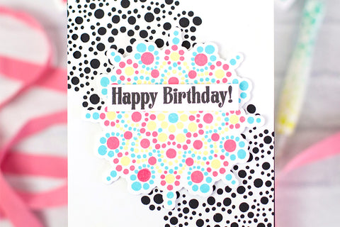 Colorful birthday card idea with dotted mandalas
