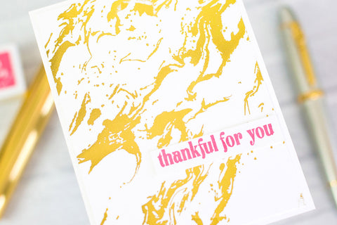 Beautiful and elegant thank you card with a gilded marble background