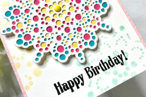 DIY birthday card with dotted mandalas from Altenew