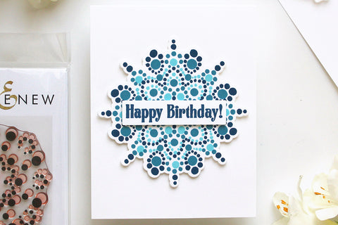 Clean and simple masculine birthday card with a blue and green mandala design
