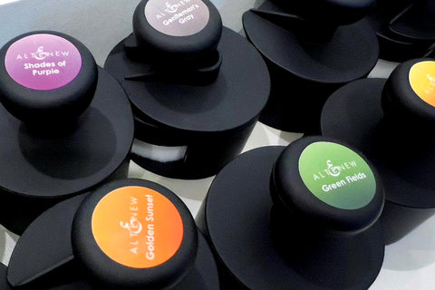 Large blending brushes labeled with Altenew stickers