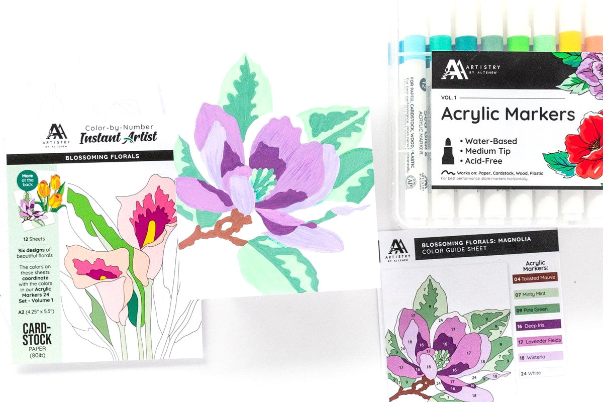 Altenew’s Acrylic Marker Set & Color-by-Number Sheets Bundle