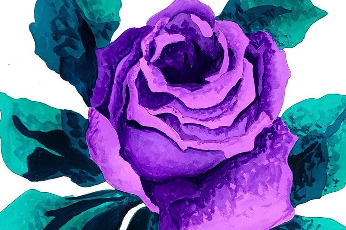 A purple rose painted with the Paint-by-Number sheets and Artists' Gouache from Altenew