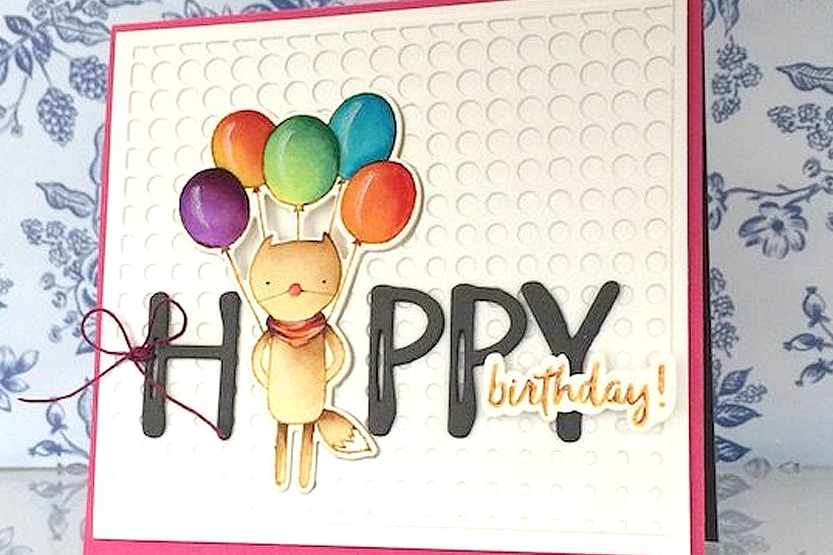 Cute birthday card featuring Altenew's Hug Me Stamp Set