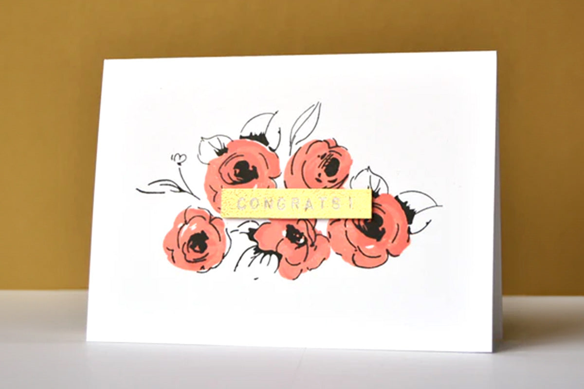 Congrats card with Altenew's Painted Flowers Stamp Set