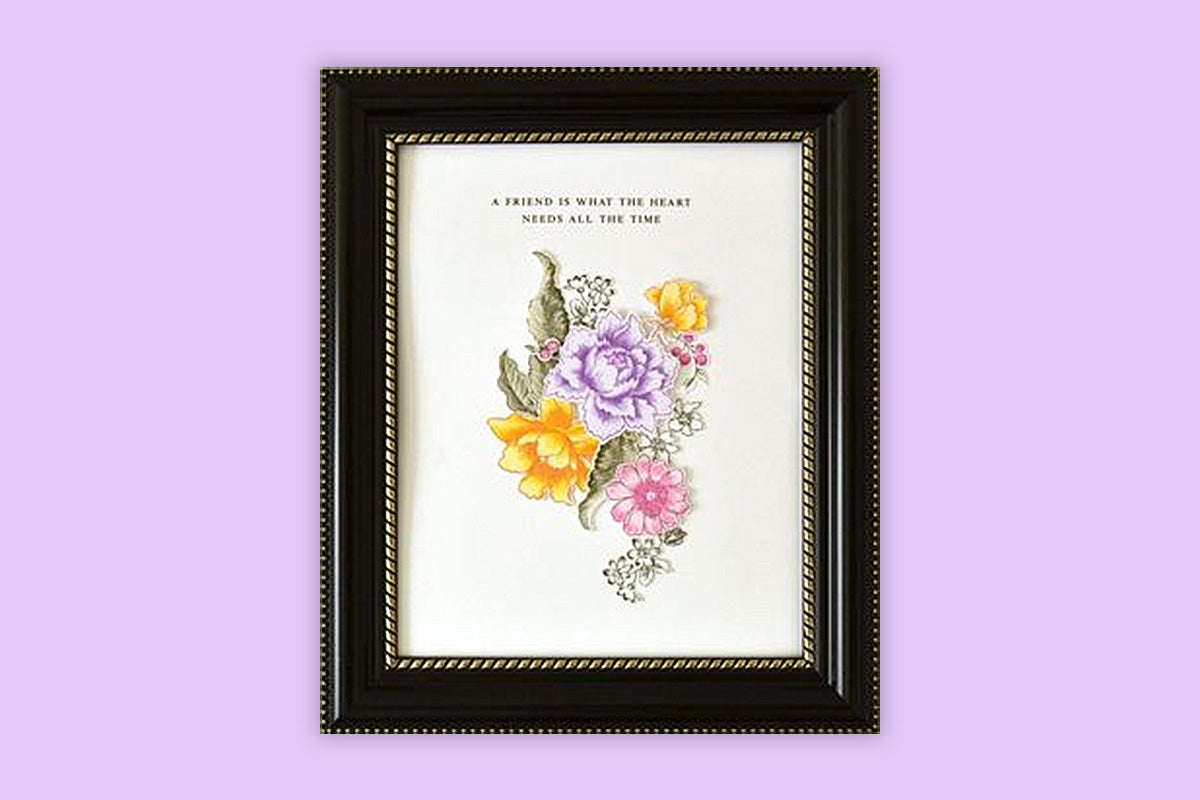 DIY framed floral art made with Altenew stamps and dies