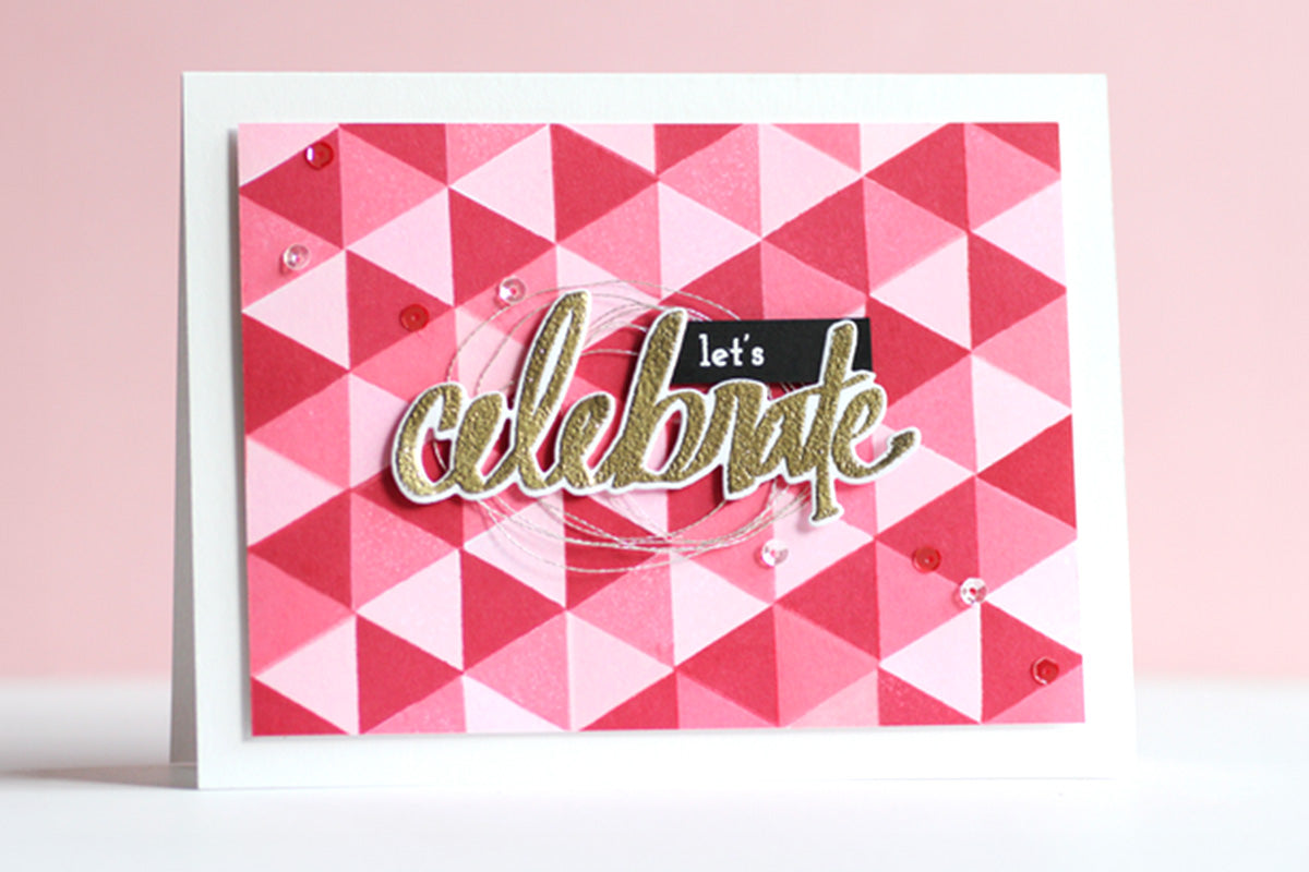 Celebrate card with a monochrome geometric pattern background