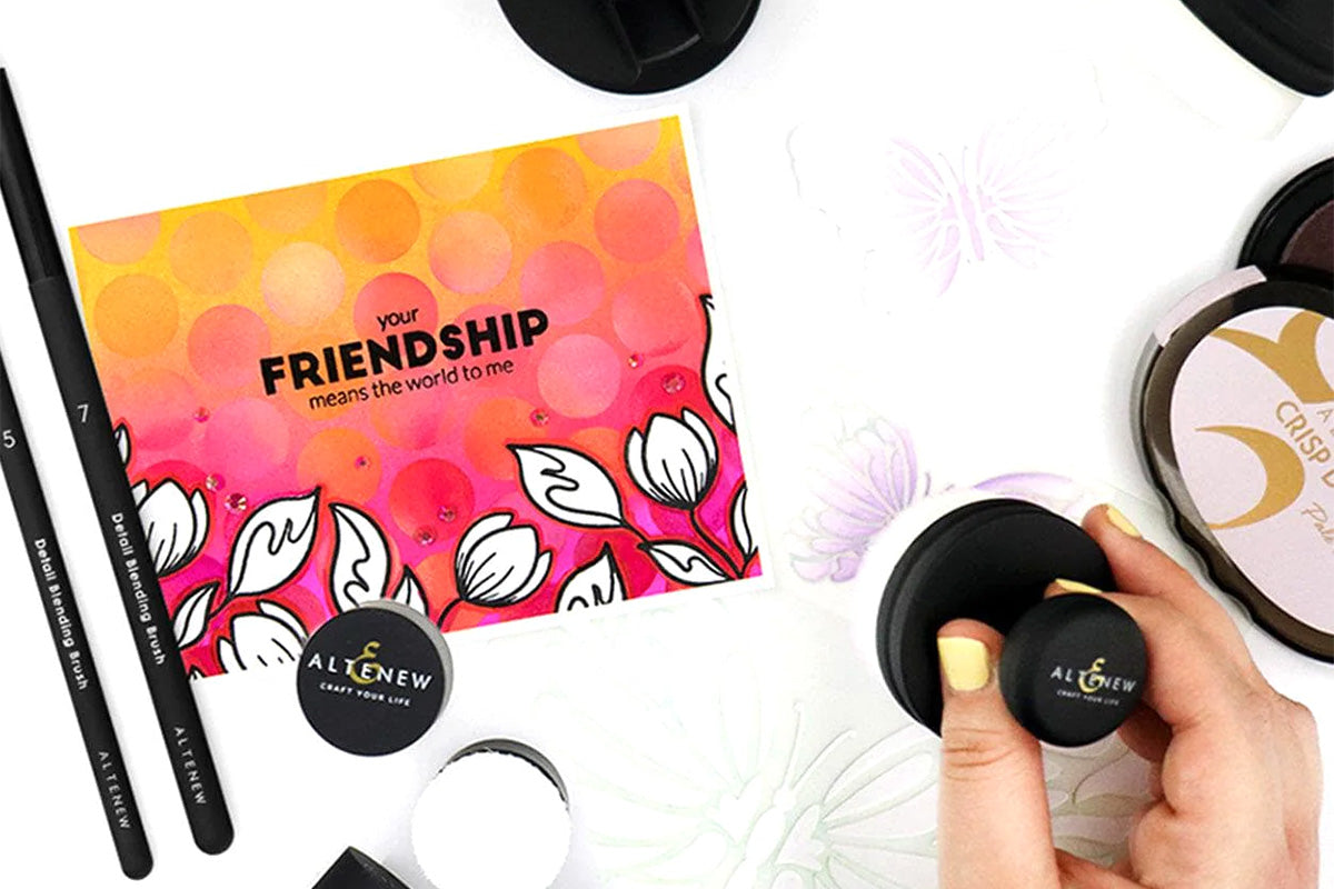 A friendship card colored in with the help of the Ultimate Ink Blending Tool Bundle