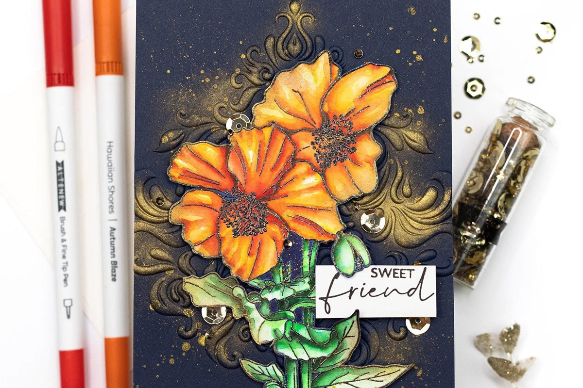 A beautiful friendship greeting card created with Altenew's Hawaiian Shores Dual Tip Pens (Water-based)