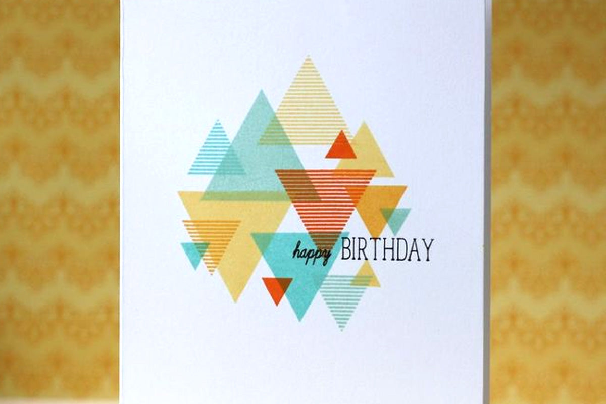 Clean and simple geometric birthday card made with Altenew's Sohcahtoa Stamp Set