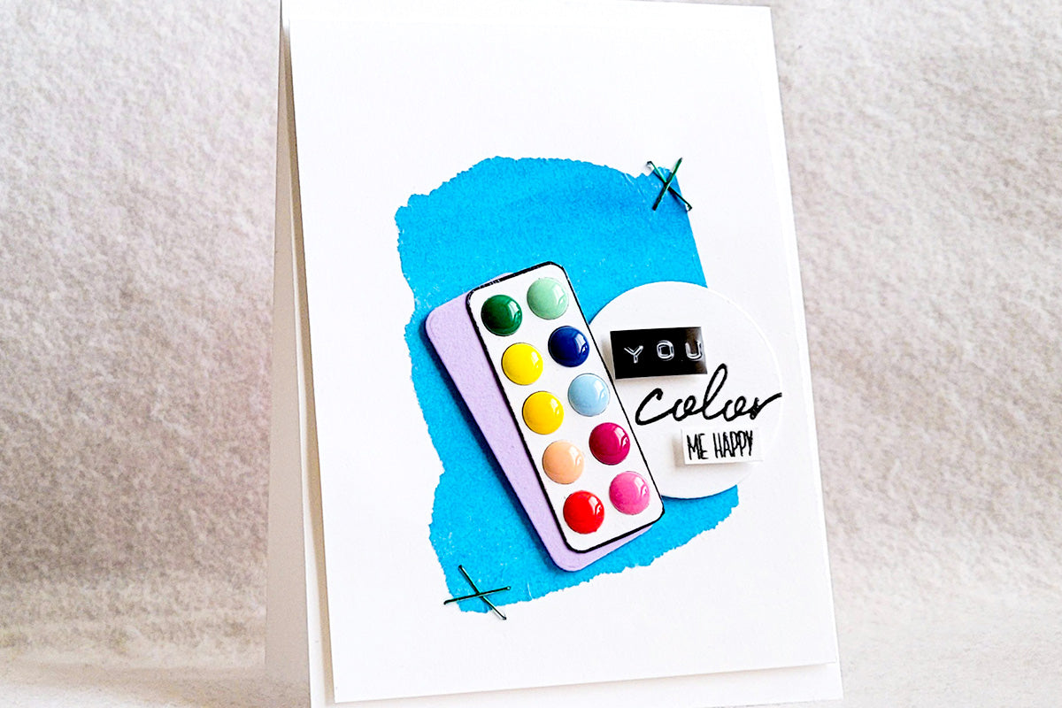 Clean and simple handmade card for artists featuring a painter's palette