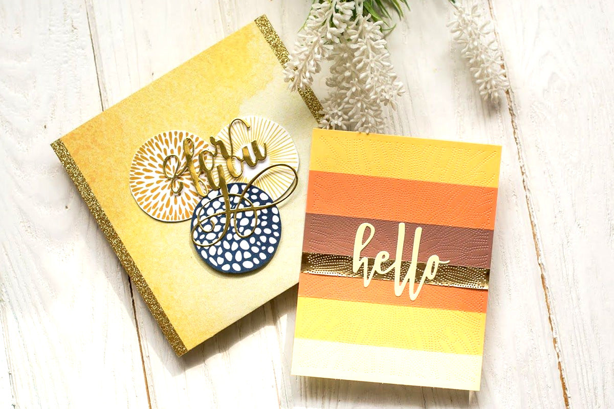 2 handmade cards decorated with gradient washi tapes and patterned washi tapes