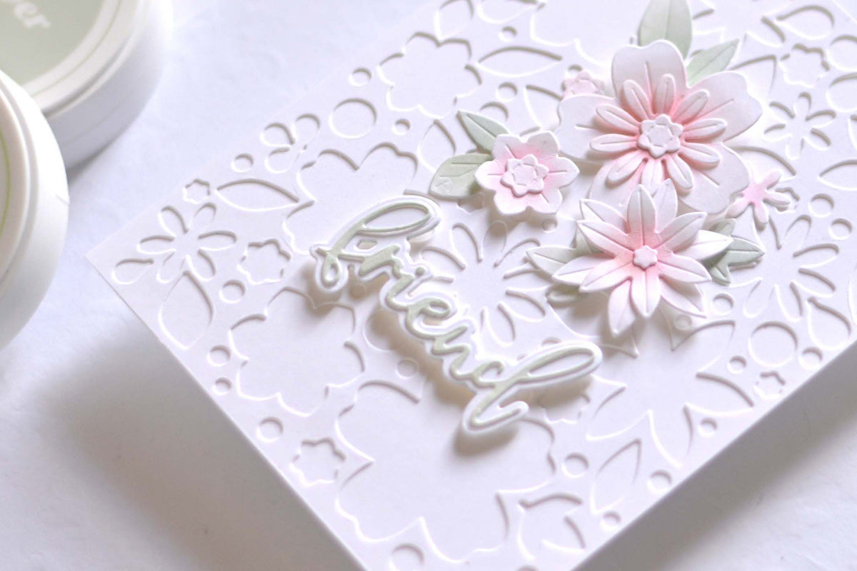 Clean, simple, and elegant handmade card made with Altenew Zero Waste 3D Floral Cover Die