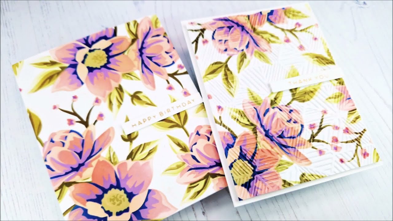 2 handmade cards with stenciled flowers