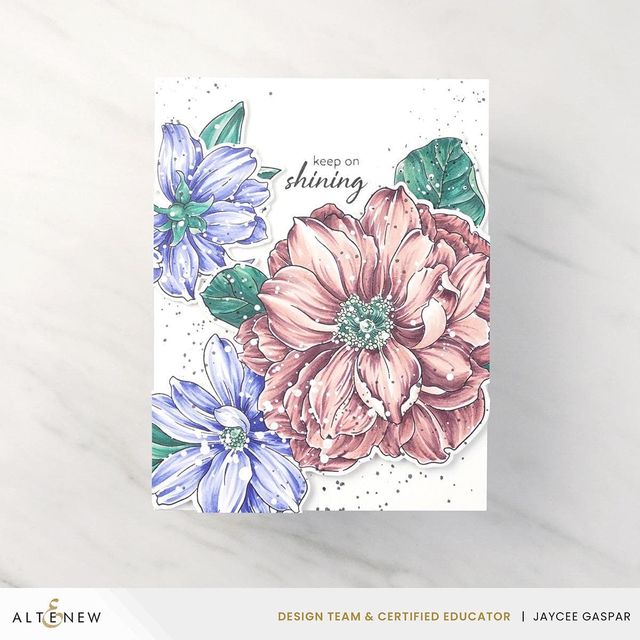 DIY greeting card with flowers colored with alcohol based markers