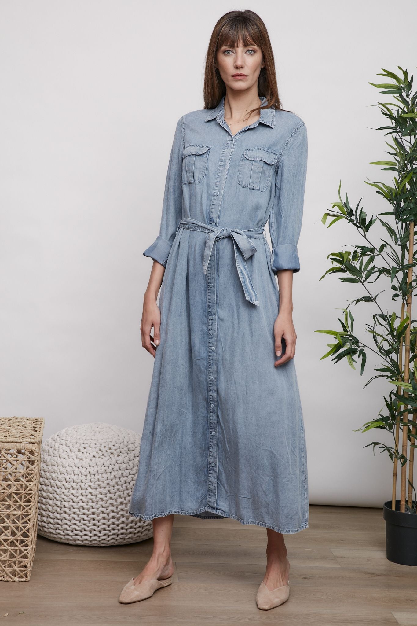 Button Down Denim Dress with Pockets – Fallon's