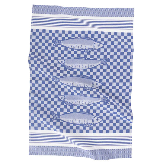 KAF Home Cotton Porto Jacquard Dishtowel Sardines Image 1