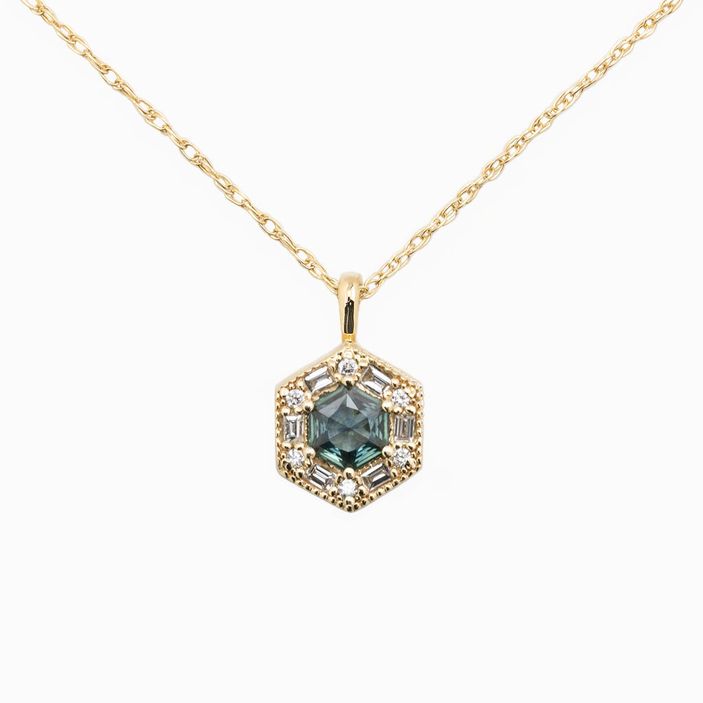 Natural Sapphire Solitaire Dahlia Necklace, 14k Yellow Gold (One of a –  Envero