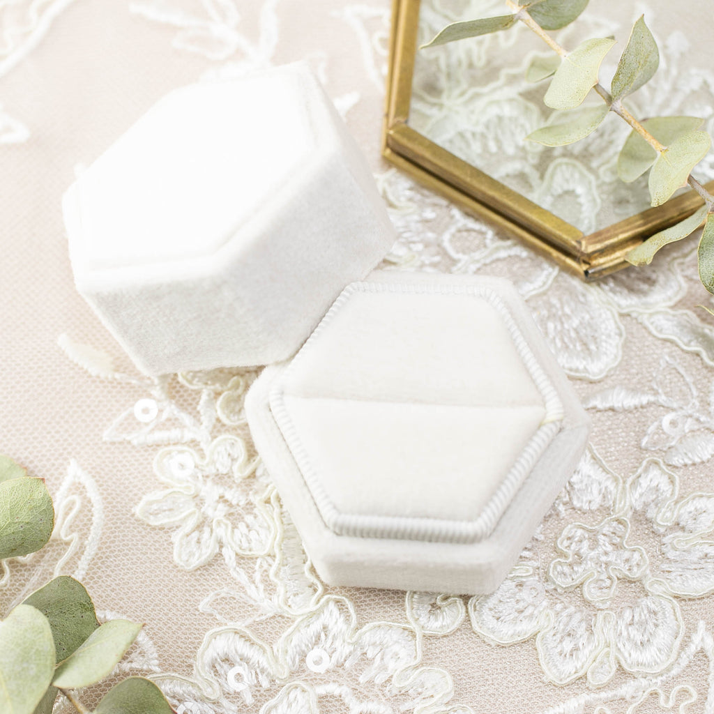 white velvet ring box