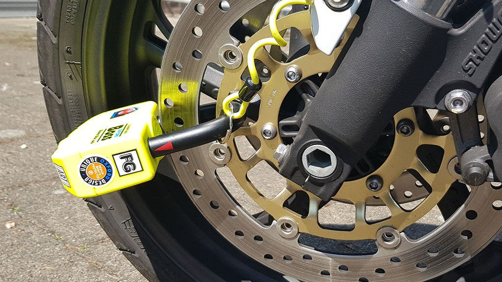 Disc lock on a motorcycle