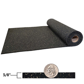 Rubber Roll Matting - 1/4 Thick - Solid Black | 4' Wide