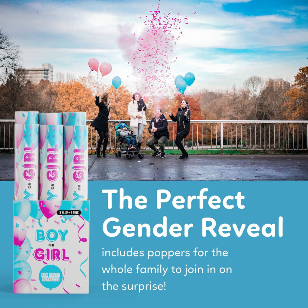 Gender Reveal Confetti Cannons Fast Free Shipping Tur Party Supplies