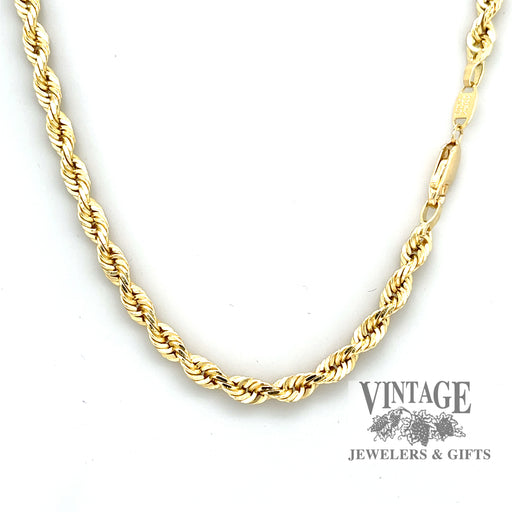 20”, 2mm Thick 14ky Gold Rope Chain