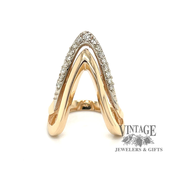 40ct Diamond Pointed V 14ky Gold Ring Vintage Jewelers Gifts Llc