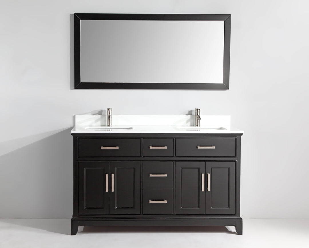 Paris 60 Double Sink Bathroom Vanity Set With Sink And Mirror White