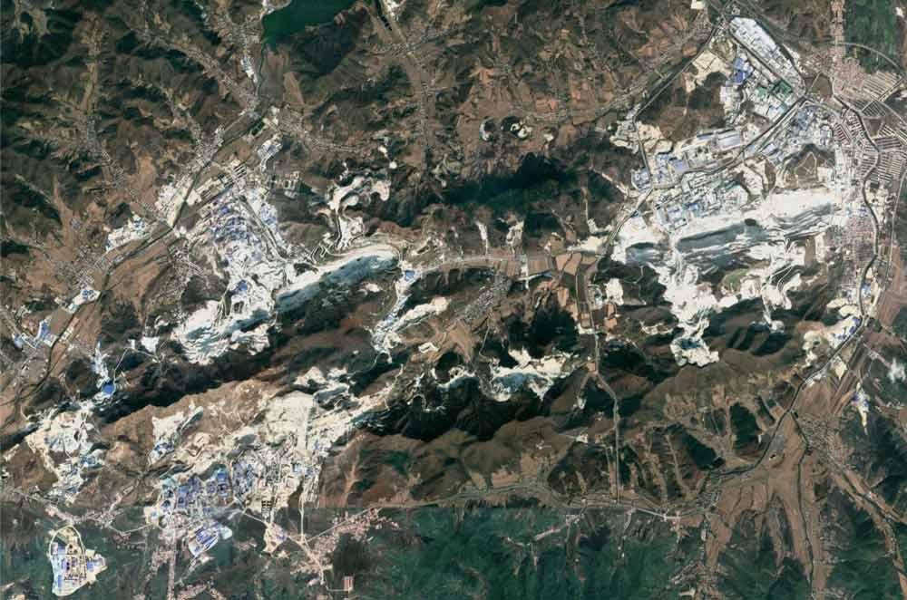A Vast White Scar on the Landscape around Xiafangshen Magnesium Mine in China