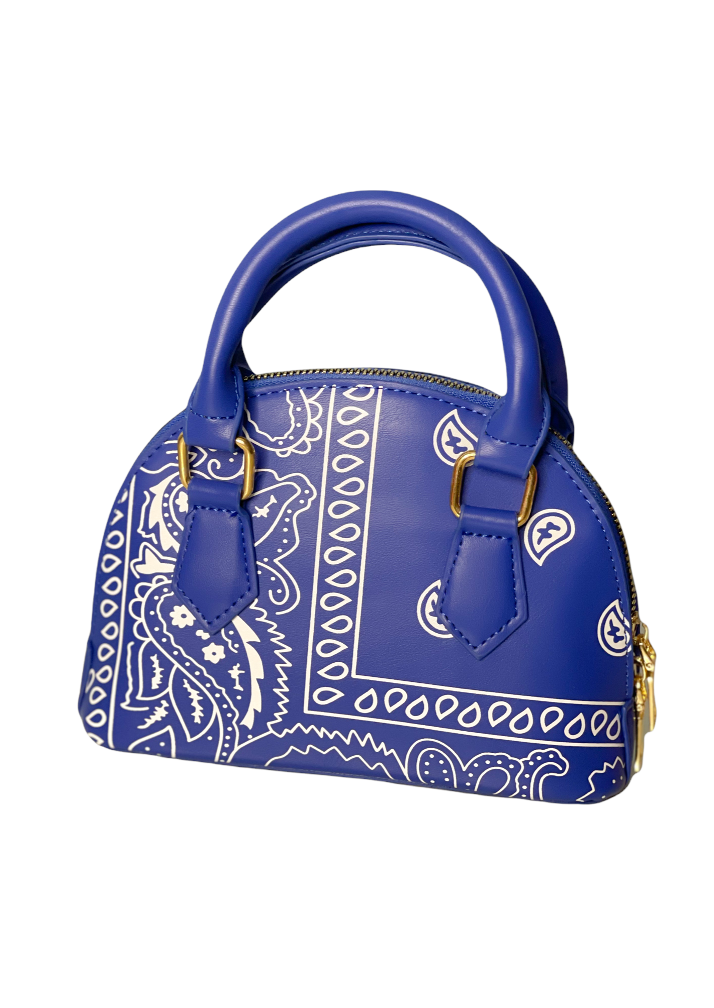 blue bandana print purse