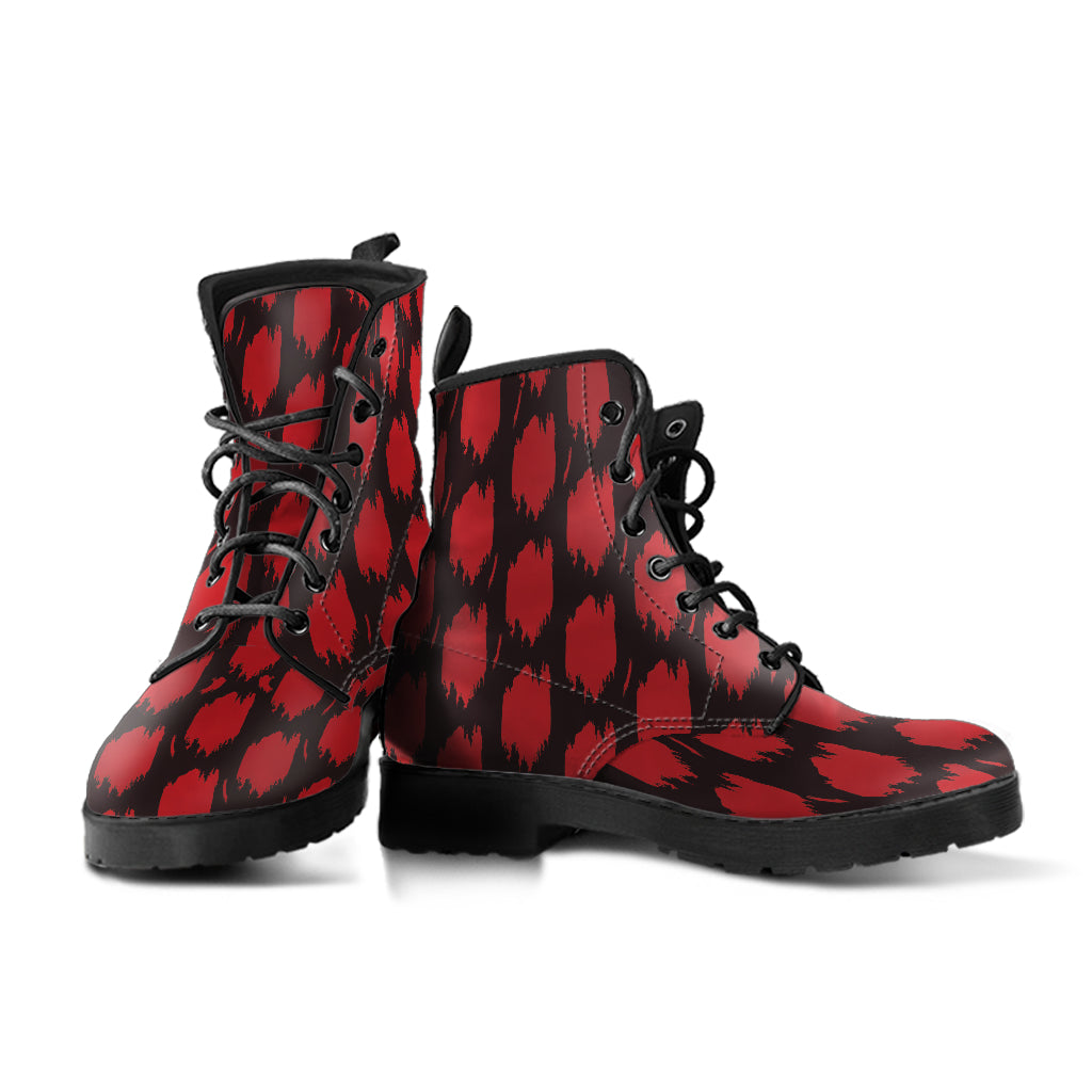 red leather womens boots