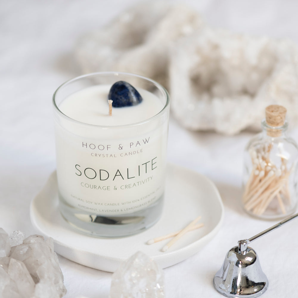 Opalite and Rose Quartz Crystal-Infused Soy Wax Candle