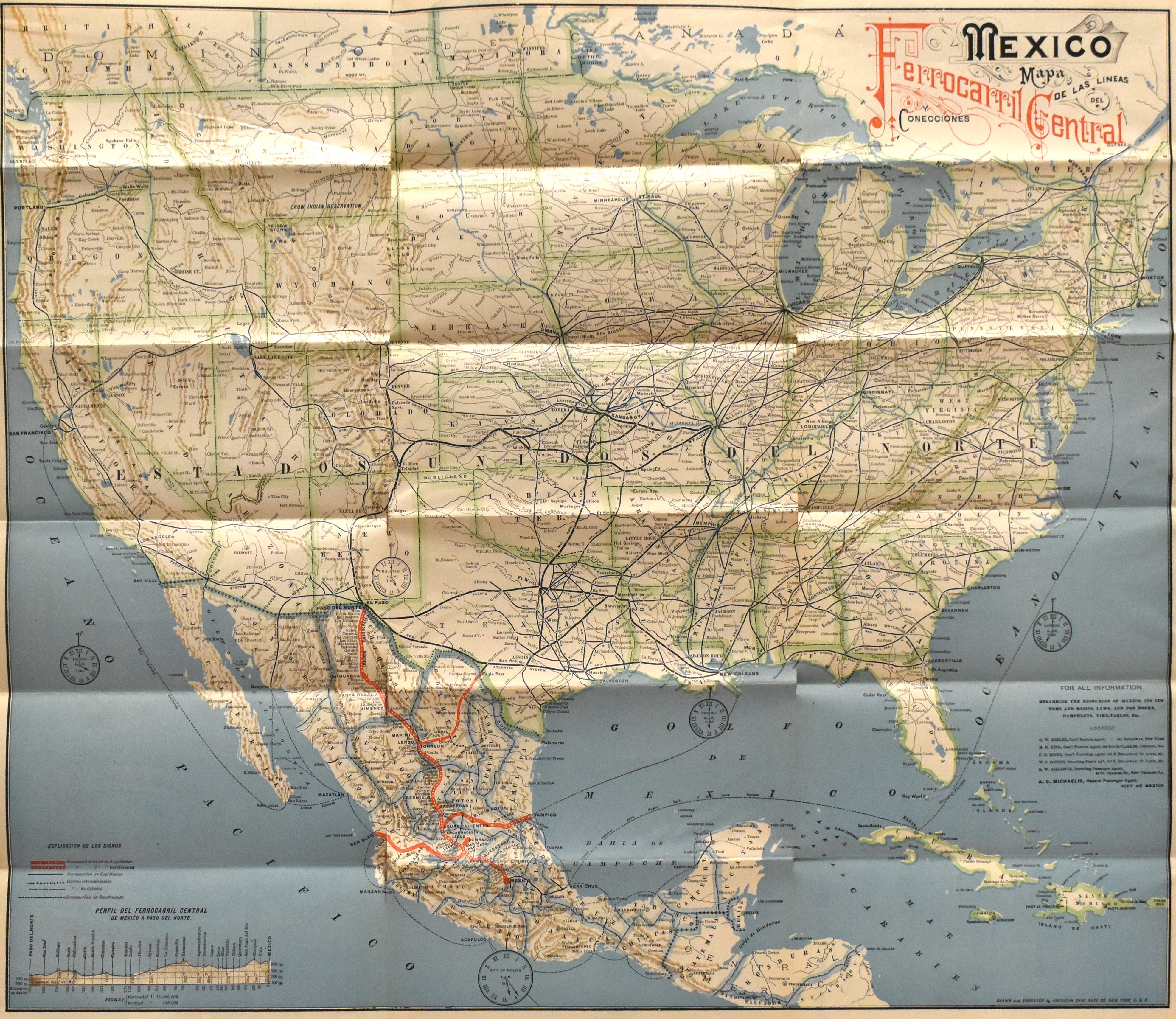 railroad map of mexico and texas mexican central railway 1890 the antiquarium antique maps quality custom picture framing