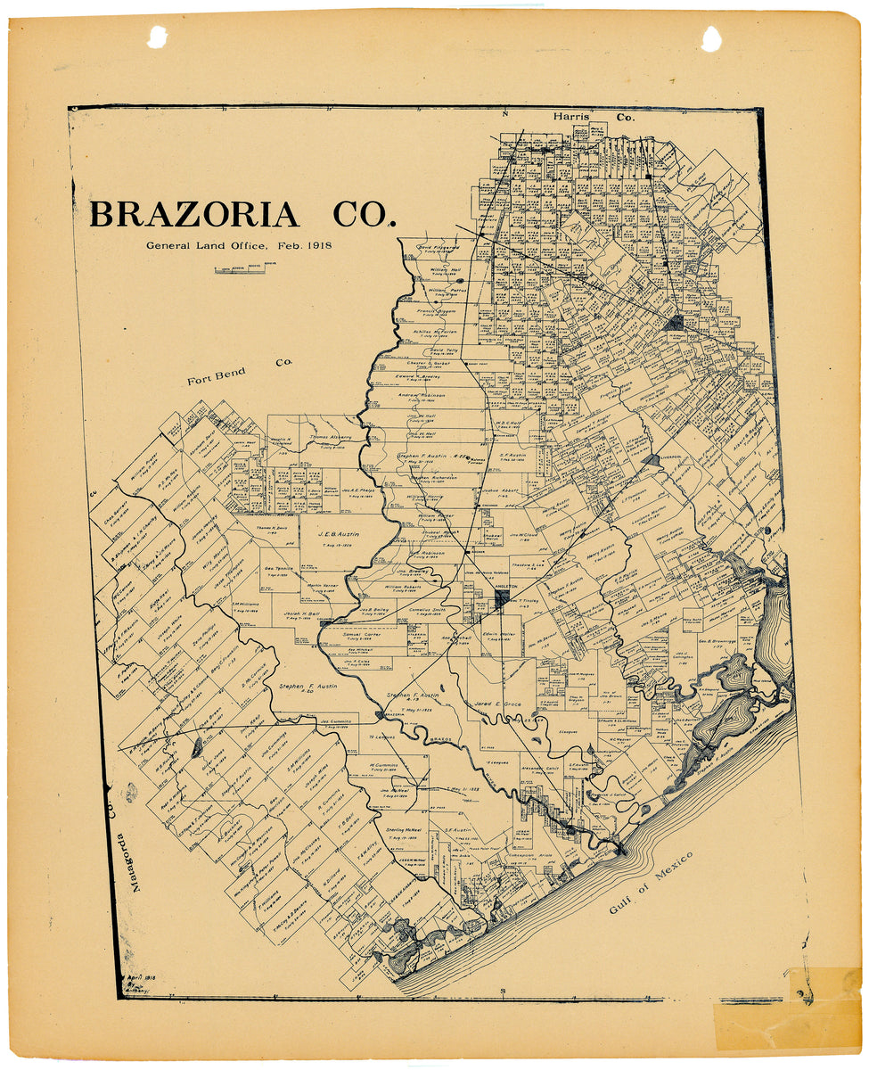 Brazoria County - Texas General Land Office Map ca. 1925 – The Antiquarium  Antique Maps | Quality Custom Picture Framing