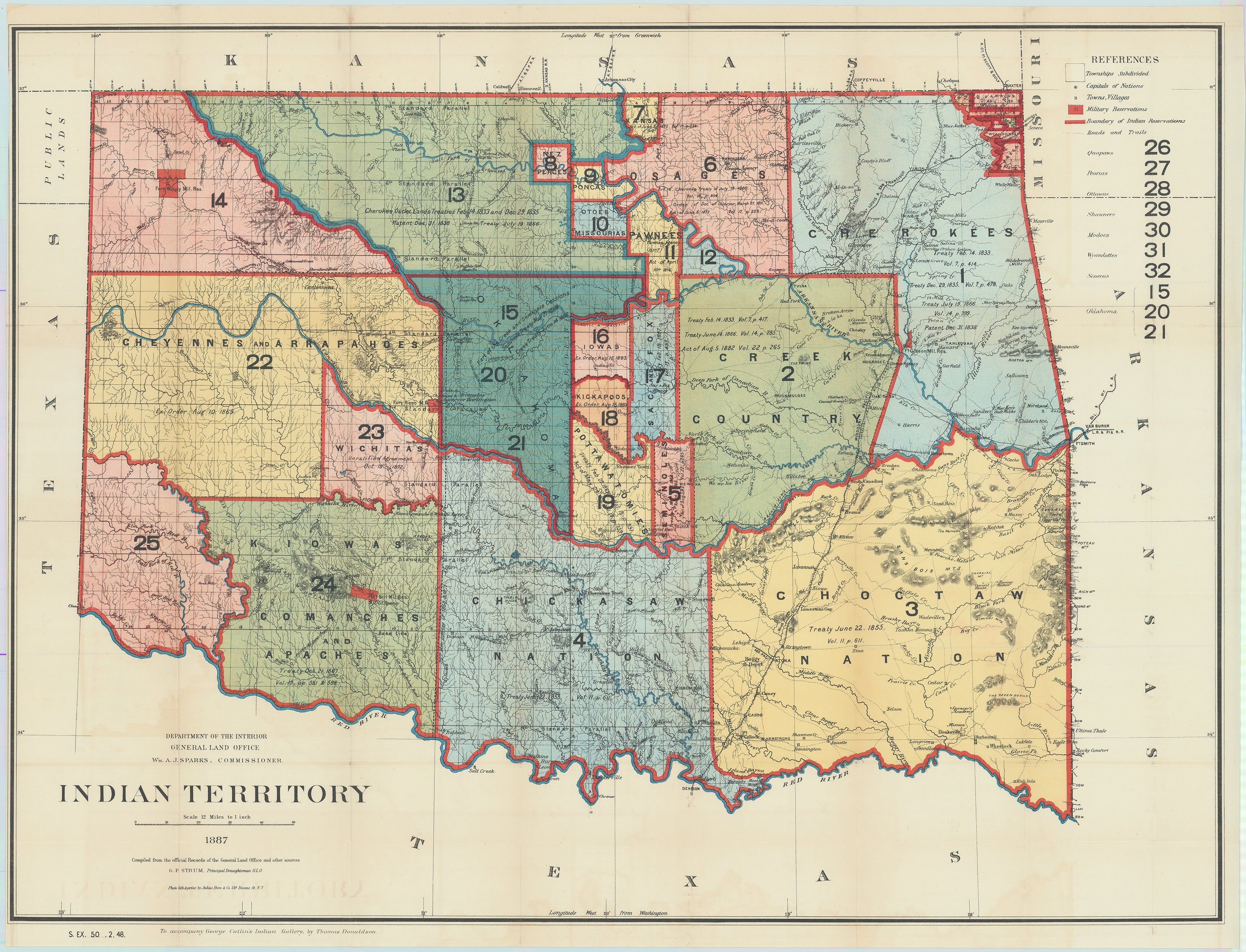 Indian Territory: General Land Office, 1887 – The Antiquarium Antique Maps  | Quality Custom Picture Framing