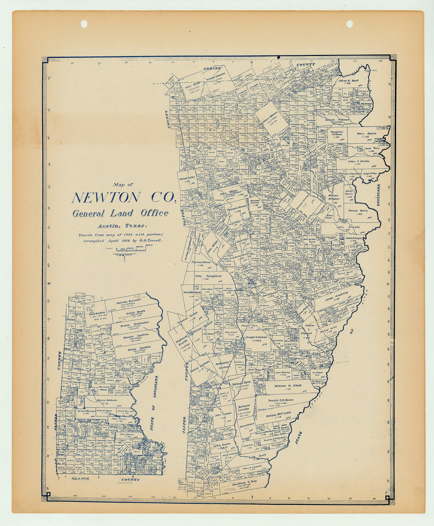 Newton County - Texas General Land Office Map ca. 1925 – The Antiquarium  Antique Maps | Quality Custom Picture Framing