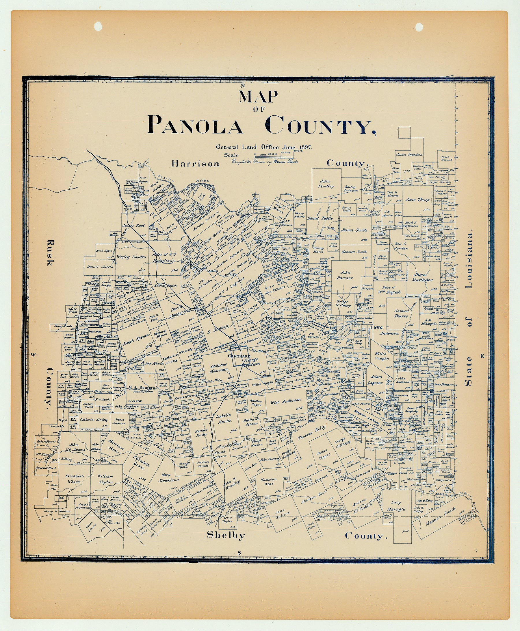 Panola County Texas General Land Office Map Ca 1926 The   Panola 