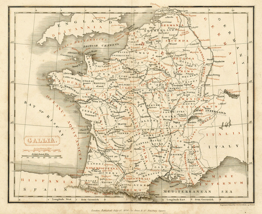 Old map of Roman France