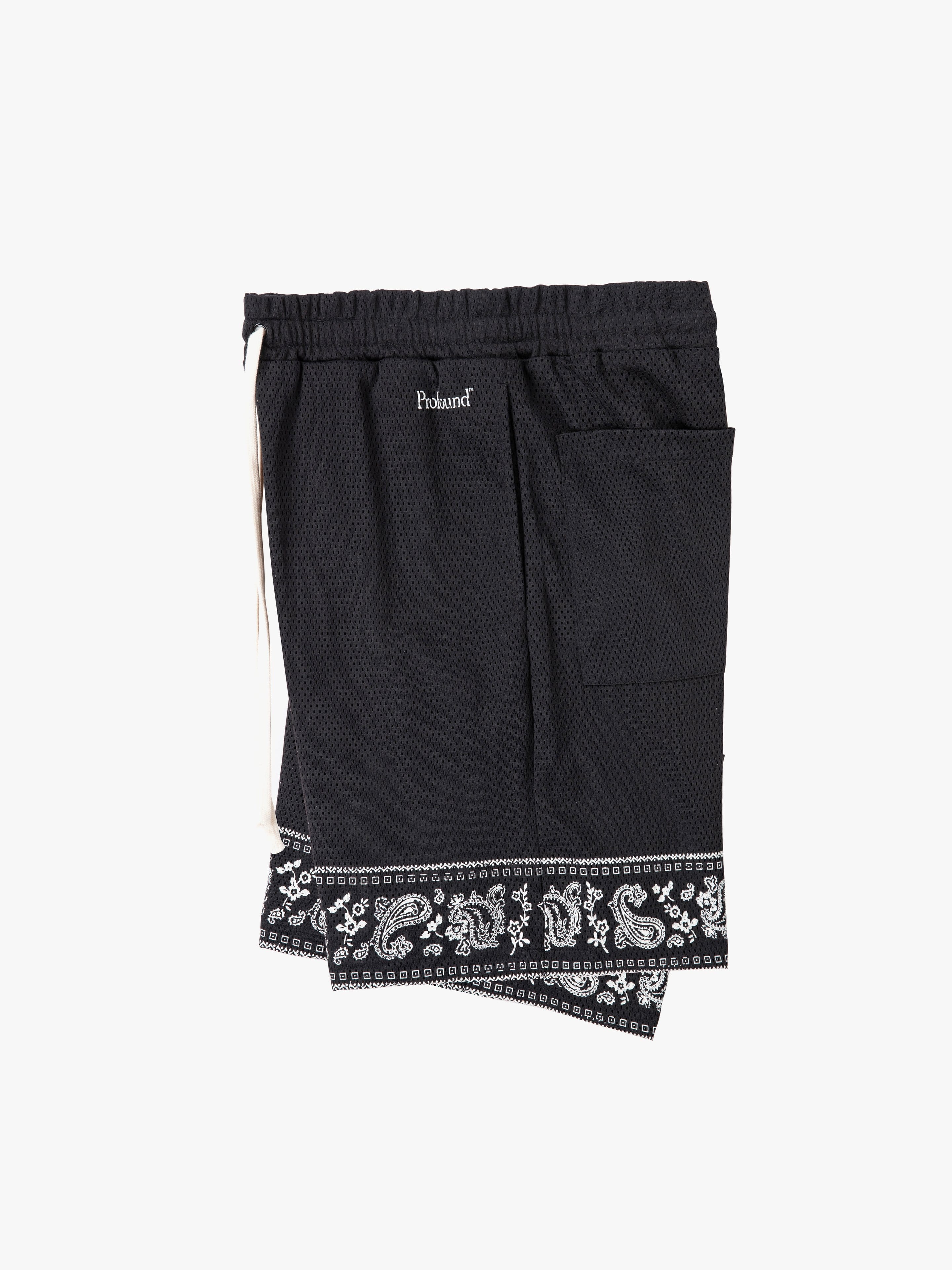 Paisley Mesh Shorts in Black – Profound