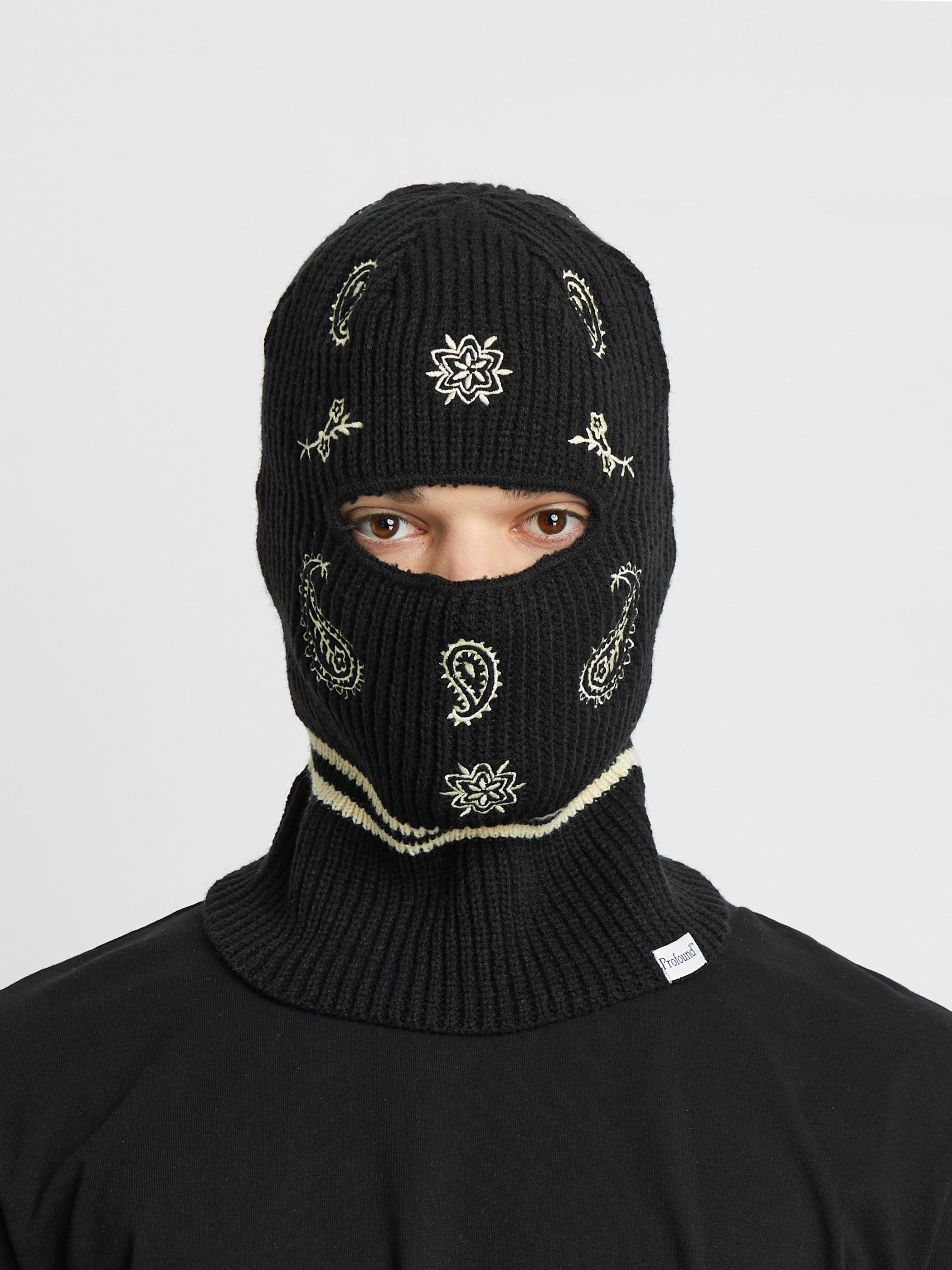 Paisley Knit Black Balaclava Ski Mask Profound